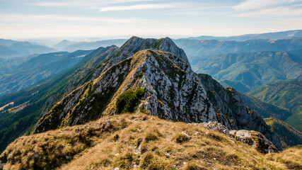 Hiking on Piatra Craiului mountain ridge
