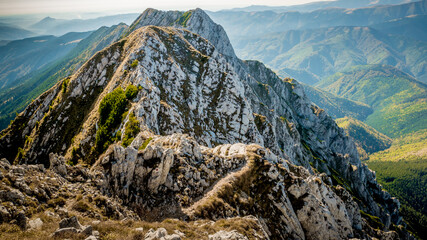 Hiking on Piatra Craiului mountain ridge
