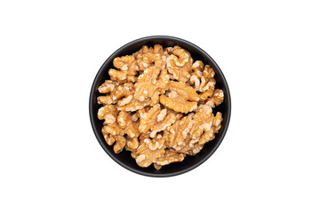 Obraz na płótnie Canvas Walnuts beans in the white background isolated with clipping path. Seed dry food set in the bowl food agriculture canned with top view macro natural vegetable and grains healthy uncooked raw.