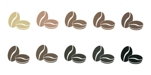 Obraz premium Coffee bean set. Roasting levels