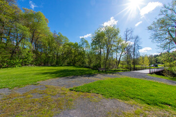 Spring view of a park in Peru in the Adirondacks