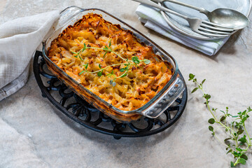 Pork, mushroom and thyme bake