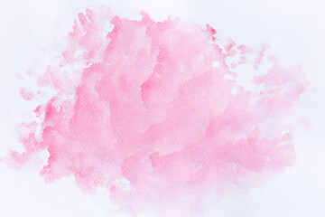 Pink watercolor stains on white paper, abstract background.