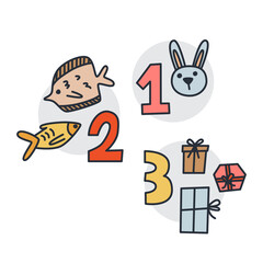 Fototapeta premium doodle kids print math numeral 123 vector illustration