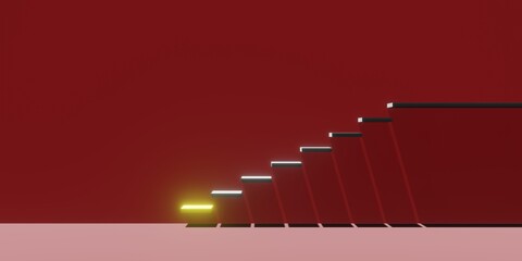 Obraz premium modern concrete staircase on concrete wall outside - industrial interior background template or career or growth concept , Abstract empty