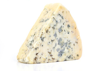 Blue cheese on white background