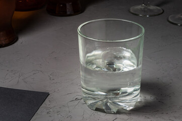 the glass is half full of water