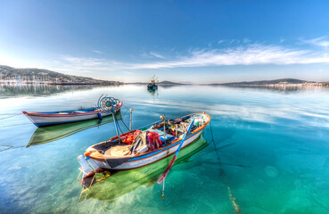 Fishing boat view in Ayvalik Town of Turkey