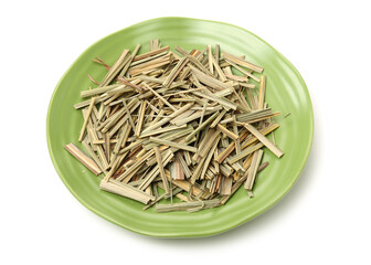 Lemon Grass. Cymbopogon citratus. Capim Limao, Santo. Dried Herb isolated on white background