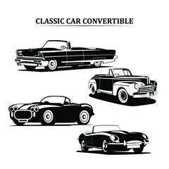 Classic car convertible set illustration