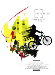 Obraz na płótnie Canvas Active woman. BMX rider in abstract sport background, vector.