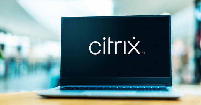 Laptop computer displaying logo of Citrix Systems