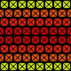 Red, orange and yellow same pixel blocks. Vector same citrus boxes pattern.