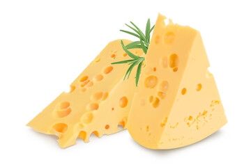 piece of cheese isolated on white background with clipping path and full depth of field