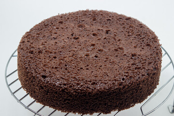 Chocolate cake base. Porous cake base. Homemade baking.