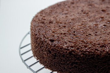 Chocolate cake base. Porous cake base. Homemade baking.