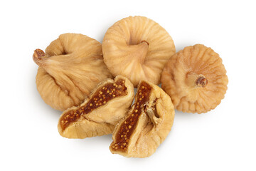 dried fig isolated on white background with clipping path and full depth of field. Top view. Flat lay
