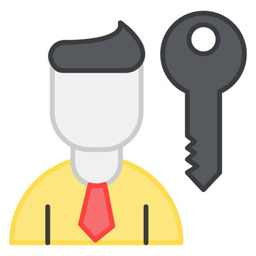 Avatar with key, flat design of key person 