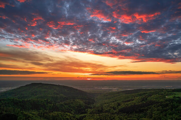 Colorful sunset with a view of the rhine plain