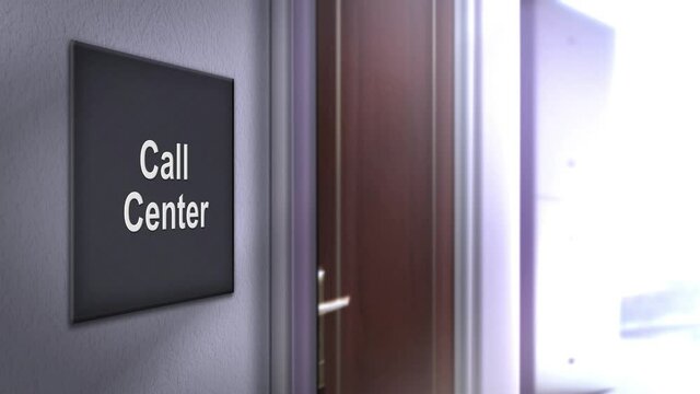 Office Entry Sign Series in a corporate modern hallway for business - Call Center
