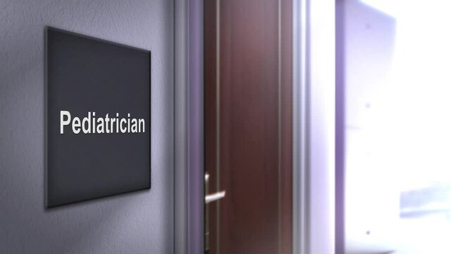 Office Entry Sign Series in a corporate modern hallway for business - Pediatrician

