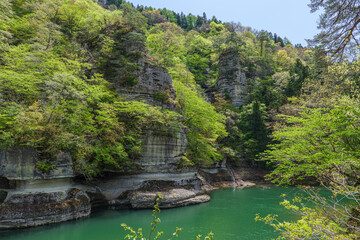 Fototapeta premium 福島県南会津の観光地。塔のへつり