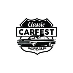 Classic car festival music and memories logo vector