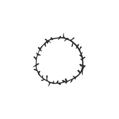 Hand-drawn crown of thorns isolated on white background. Christian symbol of the sacrifice of Jesus Christ. Religion and Christianity. Vector illustration