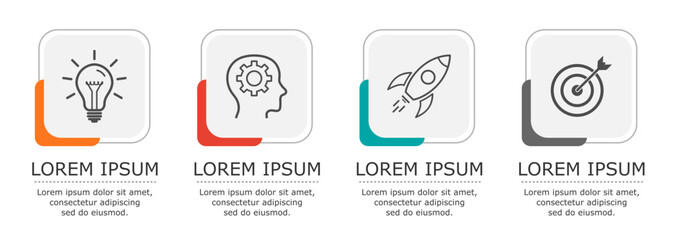 Business infographic Vector with 4 steps. Used for presentation,information,education,marketing,process, project,strategy,learn,brainstorm,creative,growth,abstract,stairs,idea,text,sign,chart,work.