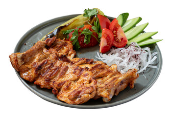 Grilled chicken plate isolated on white background