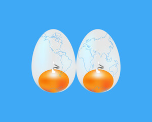 World Egg Day. Egg Vector Illustration. Suitable for greeting card, poster and banner. Two eggs with yolk.