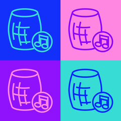 Pop art line Voice assistant icon isolated on color background. Voice control user interface smart speaker. Vector