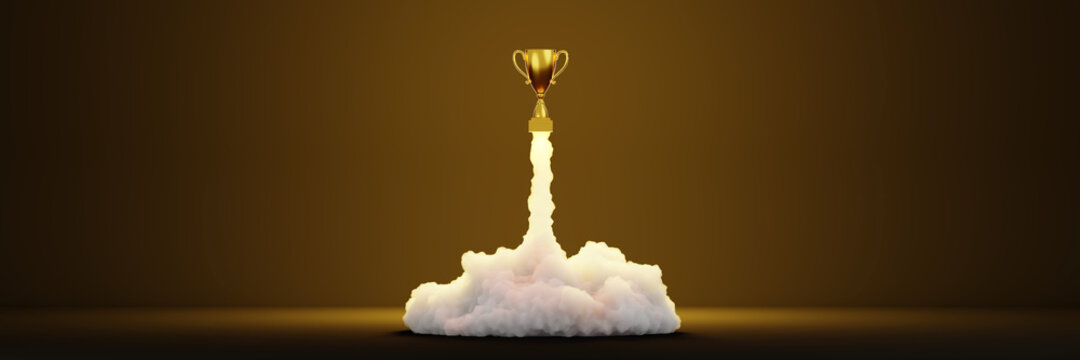 Triumph, success and leadership theme; 3d rendering