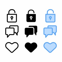 unlock icon with three style for website and user interface