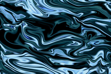 Blue and black abstract background fluid acrylic painting. Liquid coffee, chocolate spots. illustration in the fluid art style. Winter or water texture