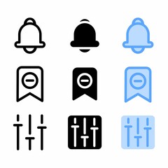 notification icon with three style for website and user interface