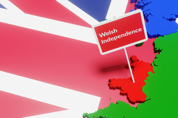 United Kingdom, Wales, England, Scotland. Welsh & Scottish Independence Concept. 3D Illustration