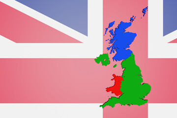 United Kingdom, Wales, England, Scotland. Welsh & Scottish Independence Concept. 3D Illustration