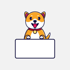 Dog On Blank white Board cartoon. Dog mascoot cartoon. Dog and dogecoin