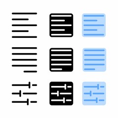 left align icon with three style for website and user interface