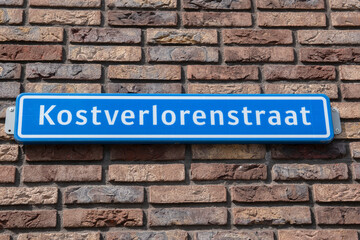 Street Sign Kostverlorenstraat At Weesp The Netherlands 28-4-2021