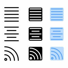 align icon with three style for website and user interface