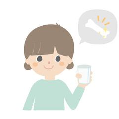 Girl with a glass of milk