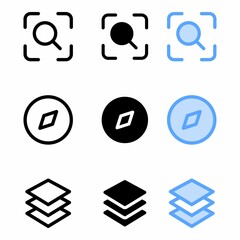 scanning icon with three style for website and user interface