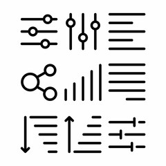 user interface icon set with outline style for presentation