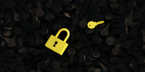 One lock; safety and protection concepts, original 3d rendering