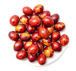 Painted eggs for Easter as a background.