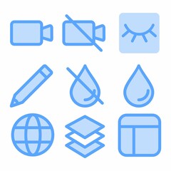 user interface icon set with blue style for social media