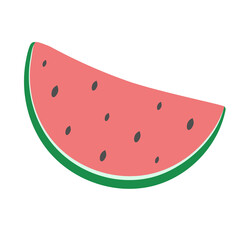 Slice of watermelon on a white background. Illustration.