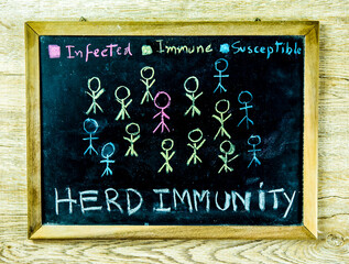 herd immunity word on blackboard , in studio Chiangmai Thailand